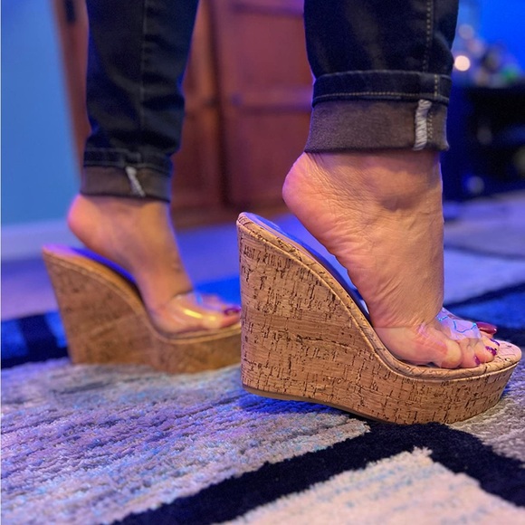 Clear Banded Platform Cork Wedges‼️ (Includes 2 buyer specific mystery items*** - Picture 3 of 6